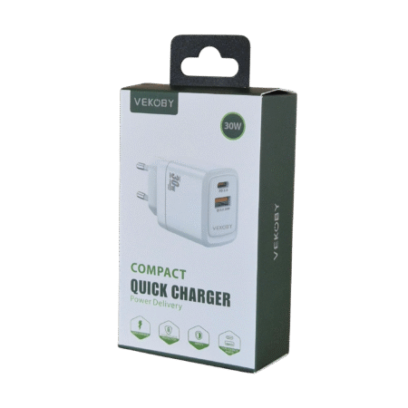 Vekoby PD+QC 30W  GaN gyorstöltő adapter