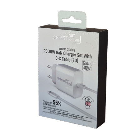 SmartCover 30W GaN Töltőadapter + USB-C – USB-C Kábel