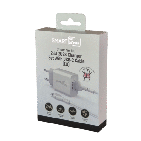 SmartCover 2.4A Dupla USB Töltő + USB-A – USB-C Kábel