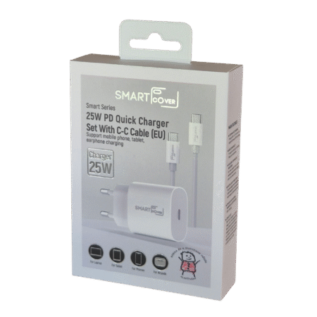 SmartCover 25W USB-C Töltő + USB-C – USB-C Kábel Szett