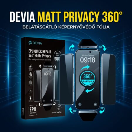 DEVIA Matt Privacy 360° Belátásgátló Képernyővédő Fólia (Öngyógyító EPU)